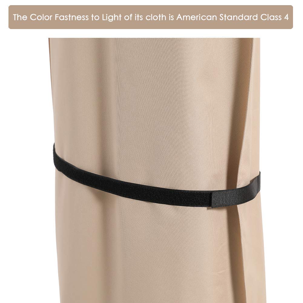 SUPERJARE Patio Umbrella Cover with Rod for 7 to 11 Ft Umbrellas & 15 Ft Double-Sided Umbrellas, 600D Protective Waterproof Cover with Zipper, Beige & Brown SUPERJARE