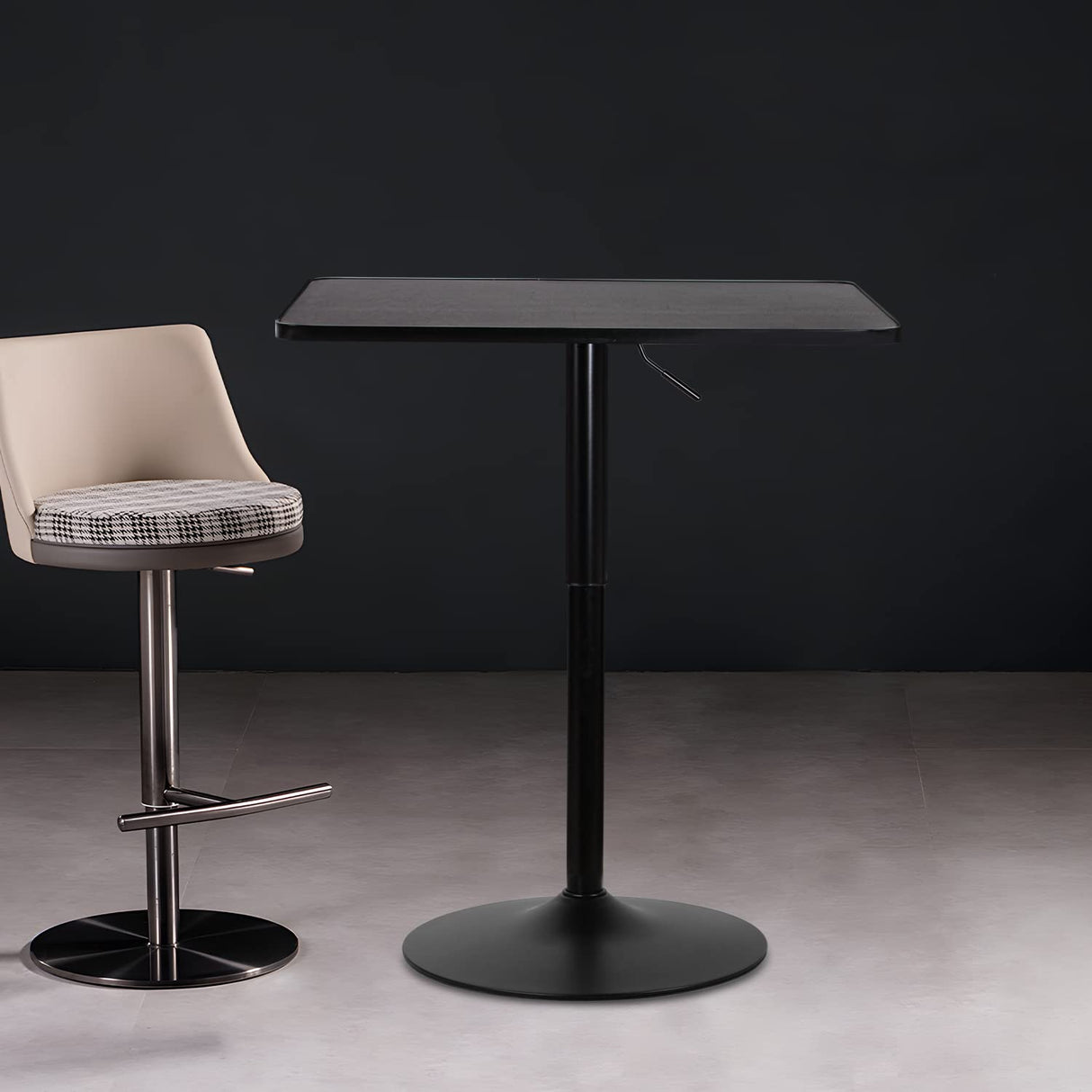 Magshion 31.5" Square Pub Table Height Adjustable 27.6"-36" Cocktail Table with Metal Base MDF Top Non-Rotatable for Dining Bistro Café Home Bar, Black Magshion