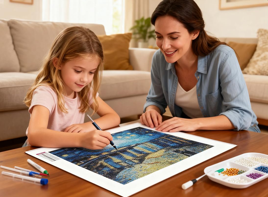 NIHO-JIUMA Diamond Painting Kits Starry Night The Rhone, DIY 5D Full Drill Diamond Art Gift for Adult/Teen, Home Decoration (30 X 40 cm / 12 X 16 inches) NIHO-JIUMA