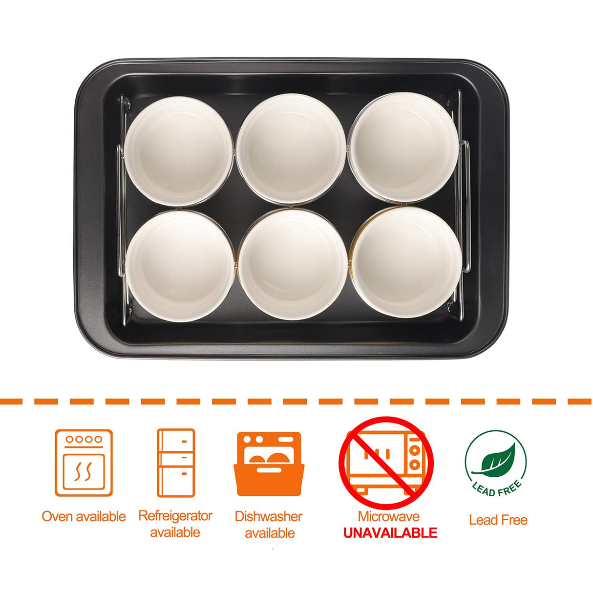 Ramekins Set with 6 Silicone Lids, Mothers Day Gifts Creme Brulee Making Set, Set of 6 Porcelain Ramekins, Oven Safe Covered Bowls & Soufflé Ramiken PLSFIT