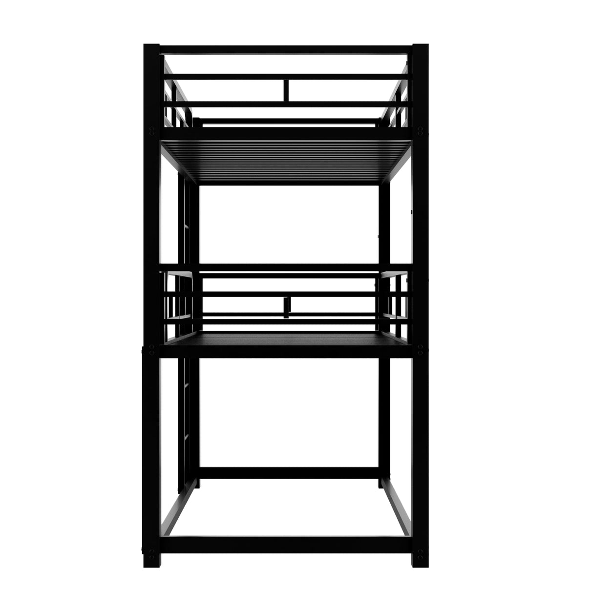 Merax Triple Bunk Bed with Safety Guardrail, Twin Over Twin Over Twin Metal Bed for Teens, Guests, Black Merax
