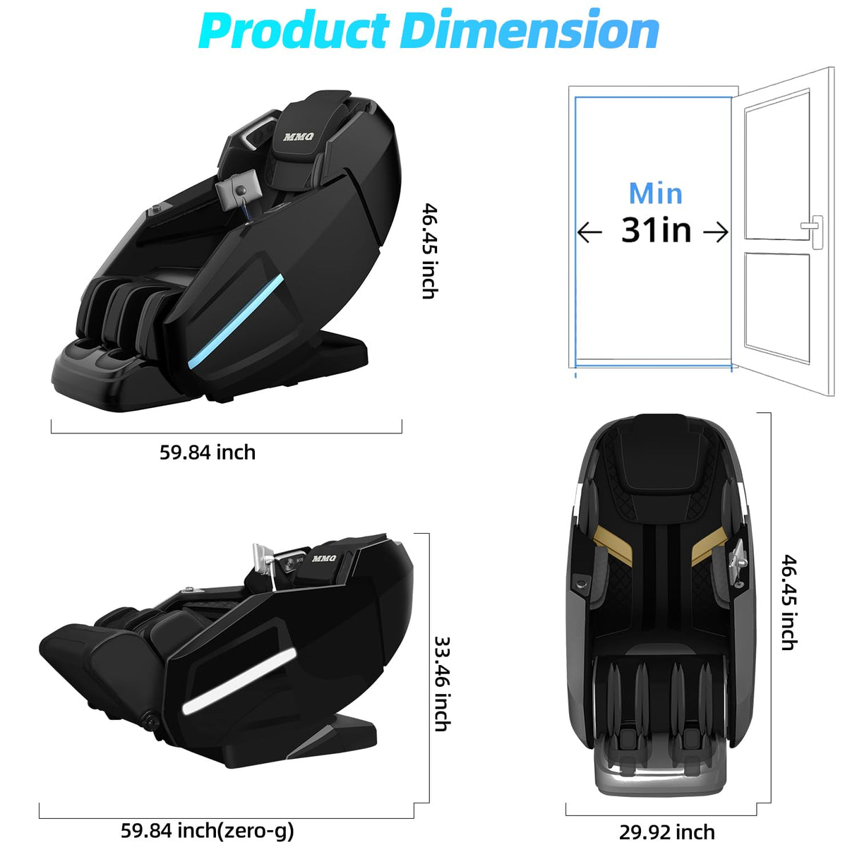 MMQ Massage Chair Zero Gravity Full Body, SL Track Electric Shiatsu Recliner with Foot Rollers,Yoga Stretching, Bluetooth, Built-in Heat Therapy Air Massage System -Plug and Play MMQ