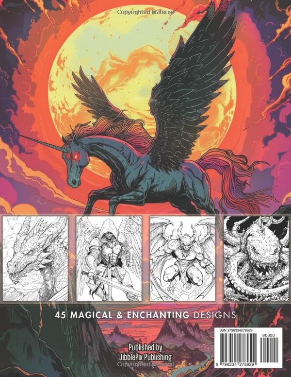 Mythical Creatures & Legends Adult Coloring Book: Detailed Fantasy Designs | Coloring Book for Teens and Adults | Dark Fantasy and Mythology Art | ... Dragons, & Beings (Adult Coloring Books) WoodArtSupply
