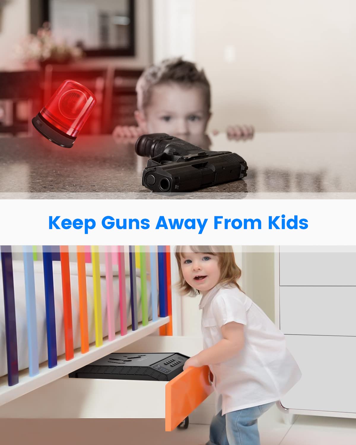 MOLICAR Gun Safe, Biometric Gun Safes for Handgun with LCD of Temp Humidity Battery, USB-C Port, Fingerprint Quick Access Pistol Safe for 2 Guns, Handgun Safe for Home Bedside Nightstand Car MOLICAR