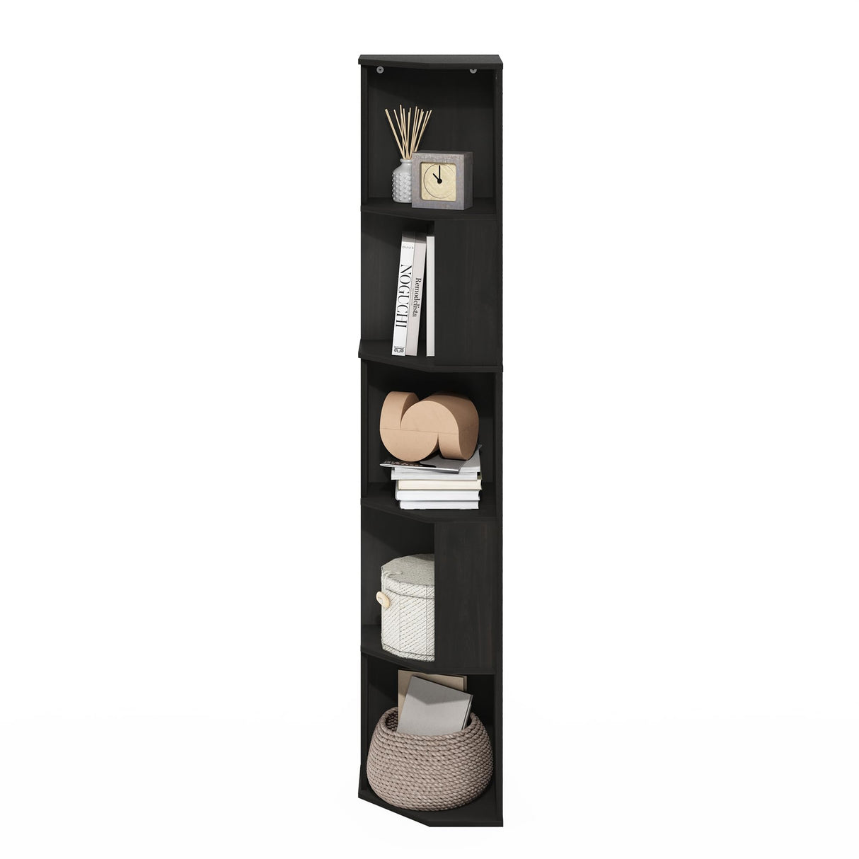 Furinno Econ 5-Tier Freestanding Corner Shelf Bookcase, Bookshelf, Espresso Furinno