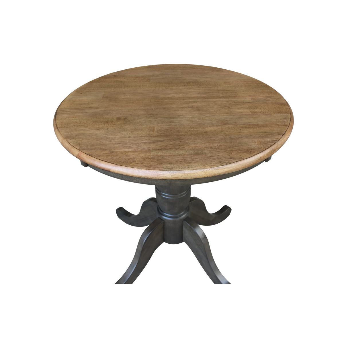 IC International Concepts Round Top Pedestal Dining Table, Hickory/Washed Coal IC International Concepts