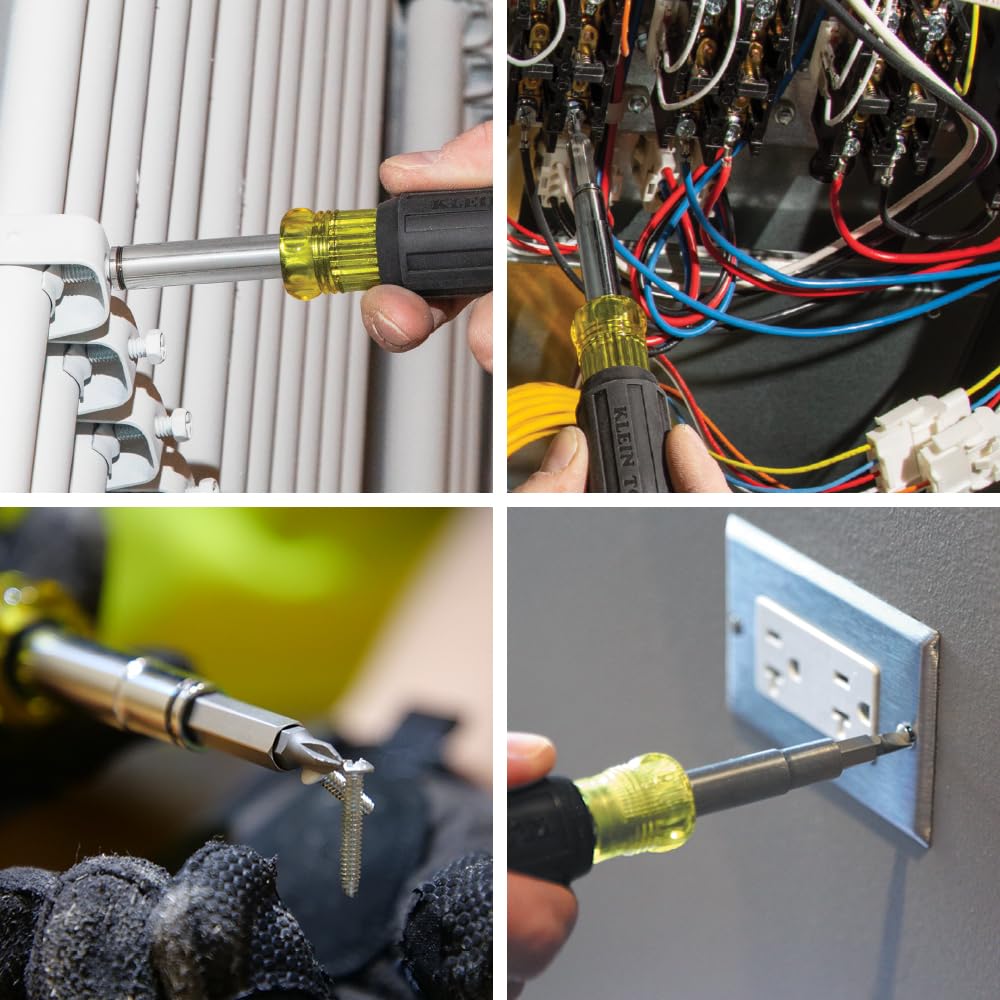 Klein Tools 32500MAG Magnetic Multi-Bit Screwdriver / Nut Driver, 11-in-1 Multi Tool with 8 Bits, 3 Nut Driver Sizes, Cushion Grip Handle Klein Tools