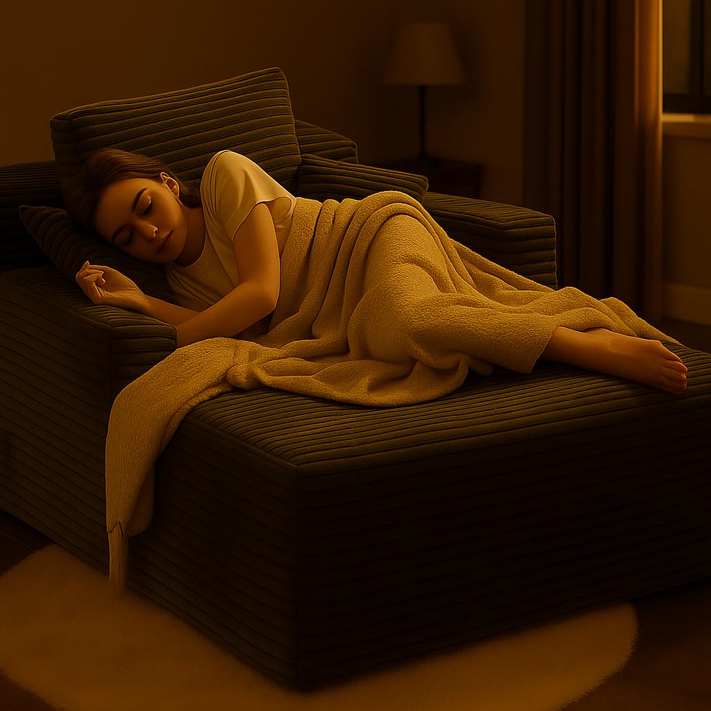 COMHOMA 67" Oversized Chaise Lounge Chair with 3 Comfy Pillows,Upholstered Sofa Bed Sleeper Couch Wide Arms Corduroy Fabric High-Density Foam for Living Room No Assembly Required,Dark Grey COMHOMA