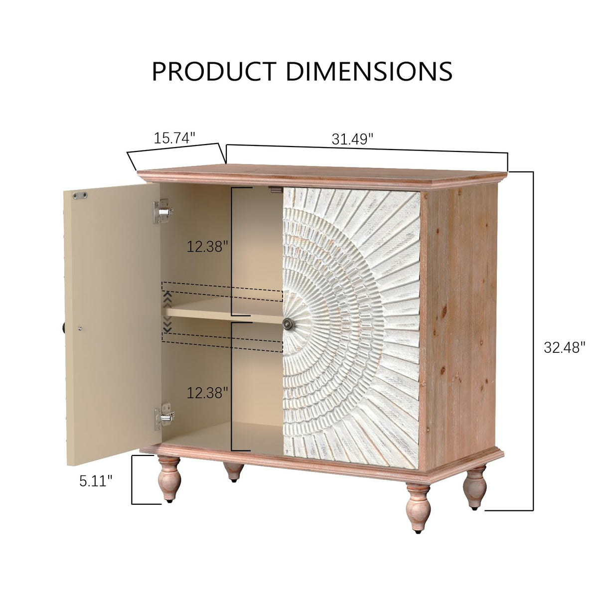LOHDLE Carved Cabinet with 2 Door and Adjustable Shelf, Antique Wood Sideboard Buffet Storage Cabinet, Rustic Accent Cabinet Credenza for Living Room Entryway Bedroom (Rustic Brown) LOHDLE