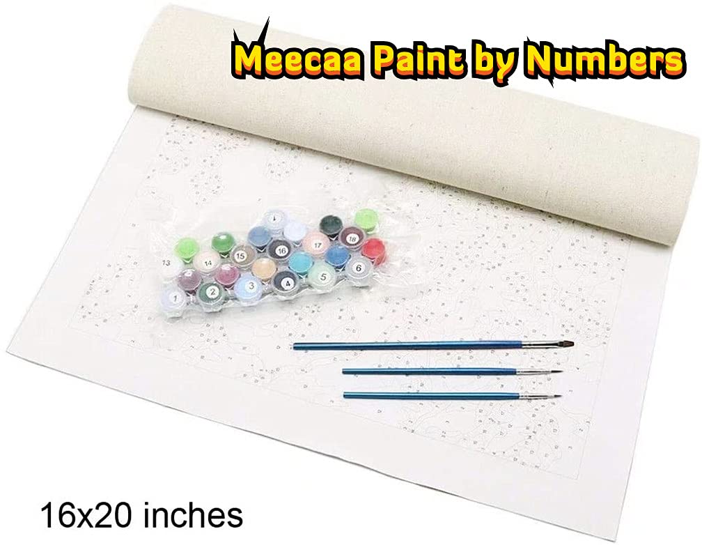 Meecaa Paint by Numbers Nature Landscape Field Tree Artist Kit for Adults Beginner DIY Oil Painting 16x20 inch (No Frame, Nature) Meecaa