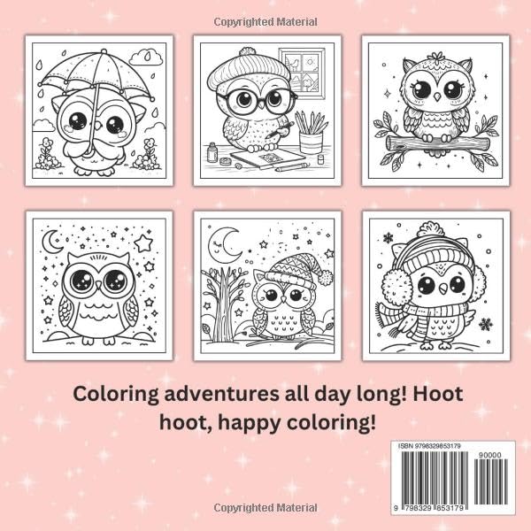 Cute Owl Coloring Book For Kids: 50 Adorable Illustrations Coloring Adventures with a Playful Owl Majosta