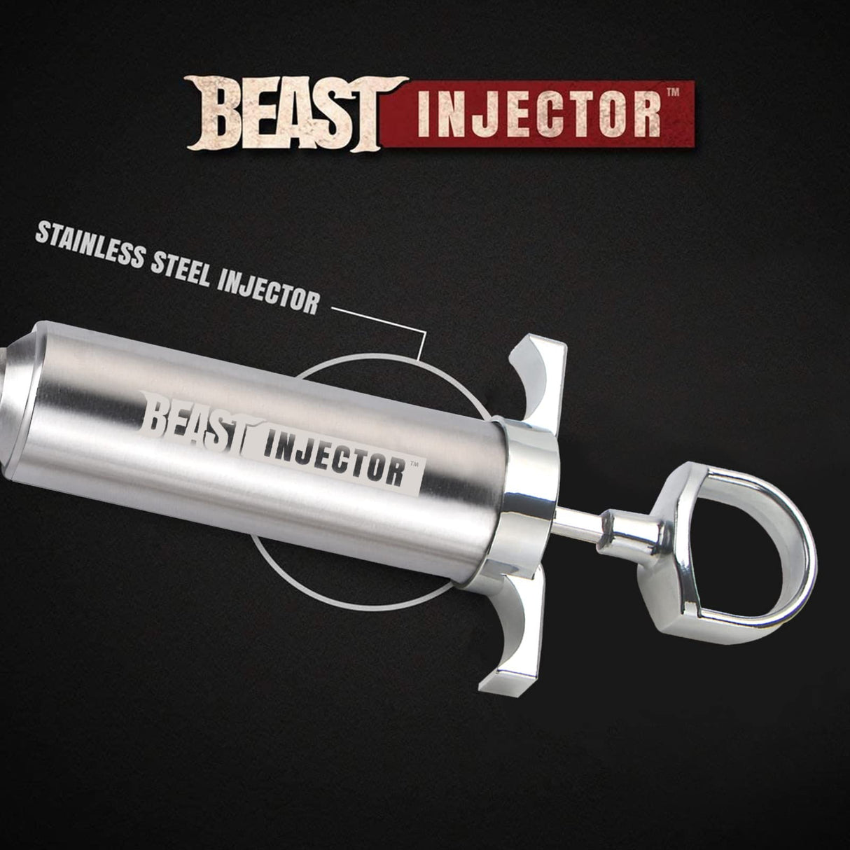 Grill Beast - 304 Stainless Steel Meat Injector Kit with 2-oz Large Capacity Barrel and 3 Professional Marinade Needles Grill Beast