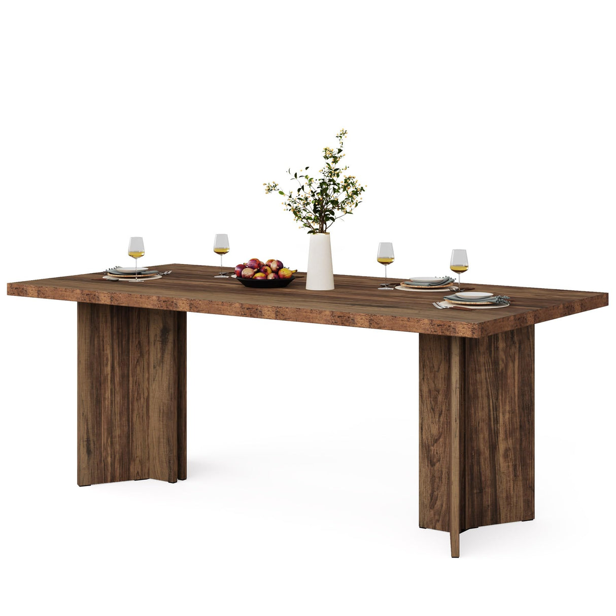 Tribesigns 63-inch Dining Table for 4-6, Farmhouse Kitchen Table with Large Tabletop, Rectangular Dinner Eating Table for Dining Room, Living Room, Kitchen, Dark Brown Tribesigns