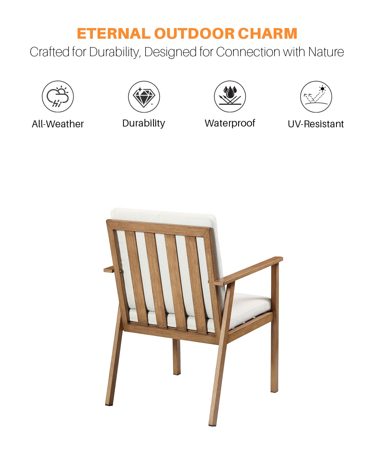 SEEHILL 9 Pieces Patio Dining Set for 8, Outdoor Aluminum Dining Furniture Set with Umbrella Hole, Modern All-Weather Outdoor Patio Table Sets with 8 Chairs and Table for Deck Garden Poolside, Teak SEEHILL