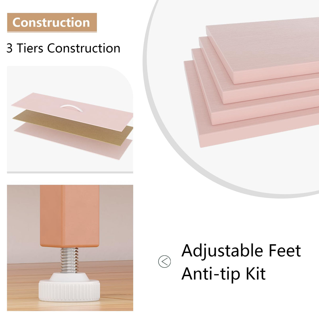 Jojoka Wide 10 Drawer Dresser,TV Stand Entertainment Center Fabric Storage Dressers Drawers for Bedroom, Hallway, Nursery, Closets, Steel Frame, Wood Top (Pink) Jojoka