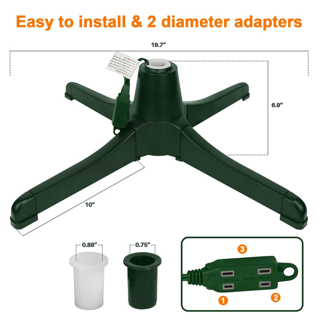 360-Degree Rotating Christmas Tree Stand,Up to 7.5ft and 80 pounds Artificial Tree,with 3 Settings Trunk Diameter LAMPHOME