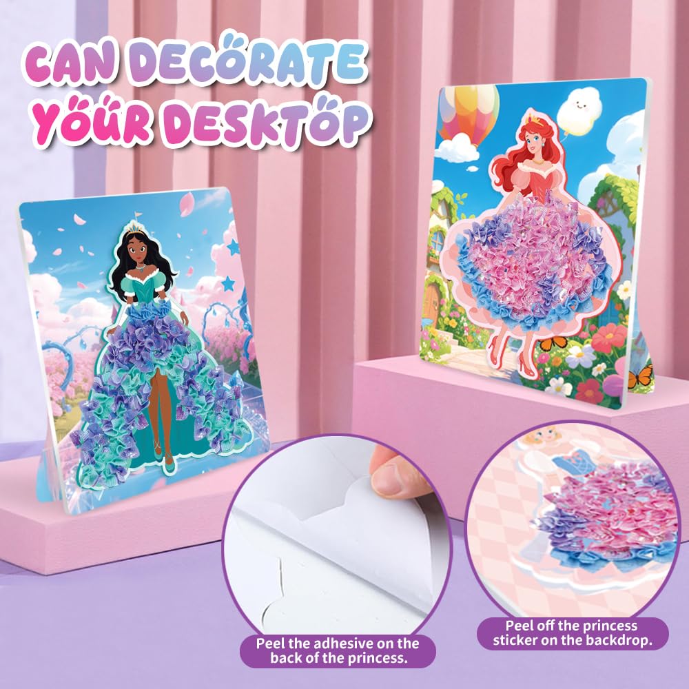 BLXIN Poke-Art Princess Craft Kit, Girls DIY Paper Art Set with Castle & Rainbow Designs, Pretty Princess Game,Creative Educational Activity,Crafts Gifts for Girls Ages 3-8, DIY Activity BLXIN
