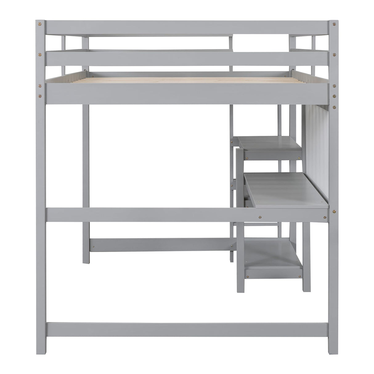 Harper & Bright Designs Full Size Gray Loft Bed with Integrated Desk, Bookshelf, and Writing Board Harper & Bright Designs