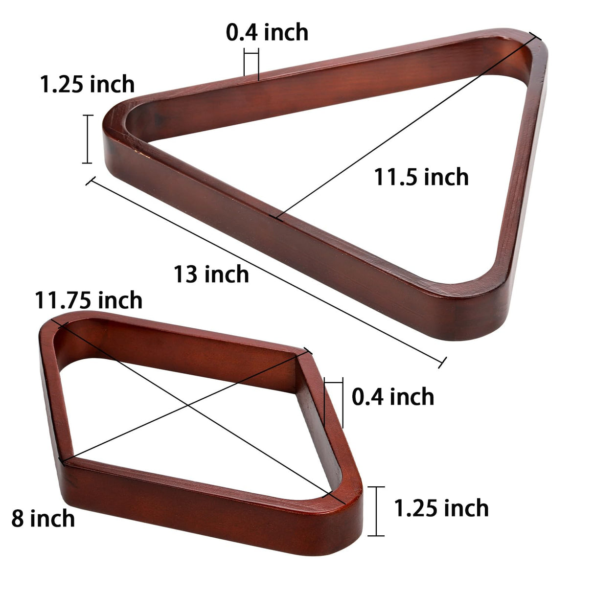 TOPZEA Set of 2 Wooden Billiard Ball Racks, Vintage Solid Wood 8-Ball Triangle Ball Rack 9-Ball Diamond Rack Set Table Pool Balls Racks for Standard TOPZEA