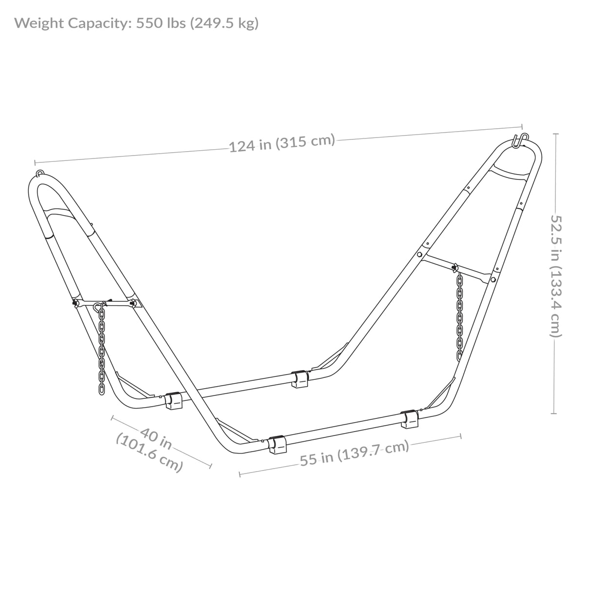 Sunnydaze Universal Double Hammock Stand Only - 550-Pound Capacity - Heavy-Duty Hammock Stand for Outside - Fits 9 to 14 Foot Hammocks - Black Sunnydaze