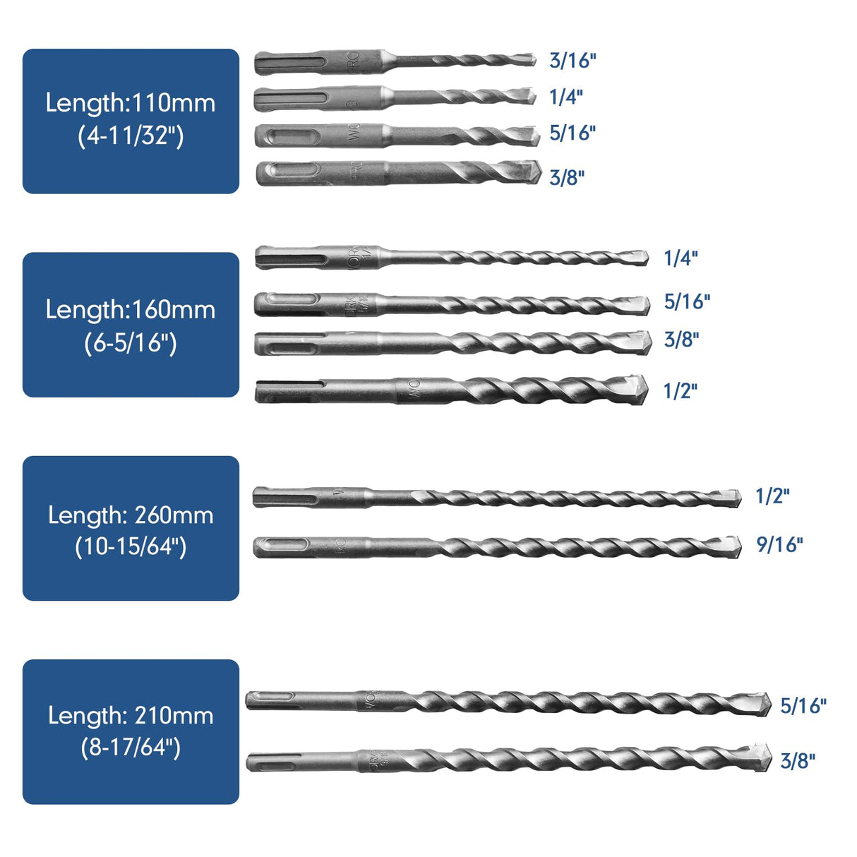 17Pcs Rotary Hammer Drill Bits and Chisel Set - SDS-Plus Carbide-Tipped Drill Bits and Chisels with Storage Case - Tools for Concrete Brick Stone and Other Masonry Construction Materials YOSIGHT