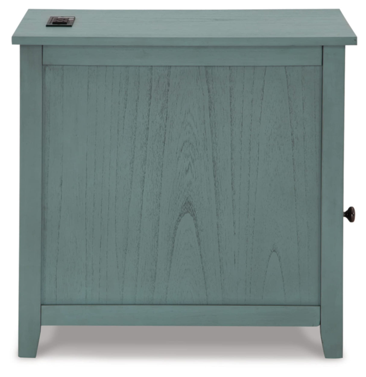 Signature Design by Ashley Treytown Casual Compact Chairside End Table with a Storage Cabinet, Open Cubby Shelf, Pull-Out Tray & USB Charging Ports, Blue Signature Design by Ashley