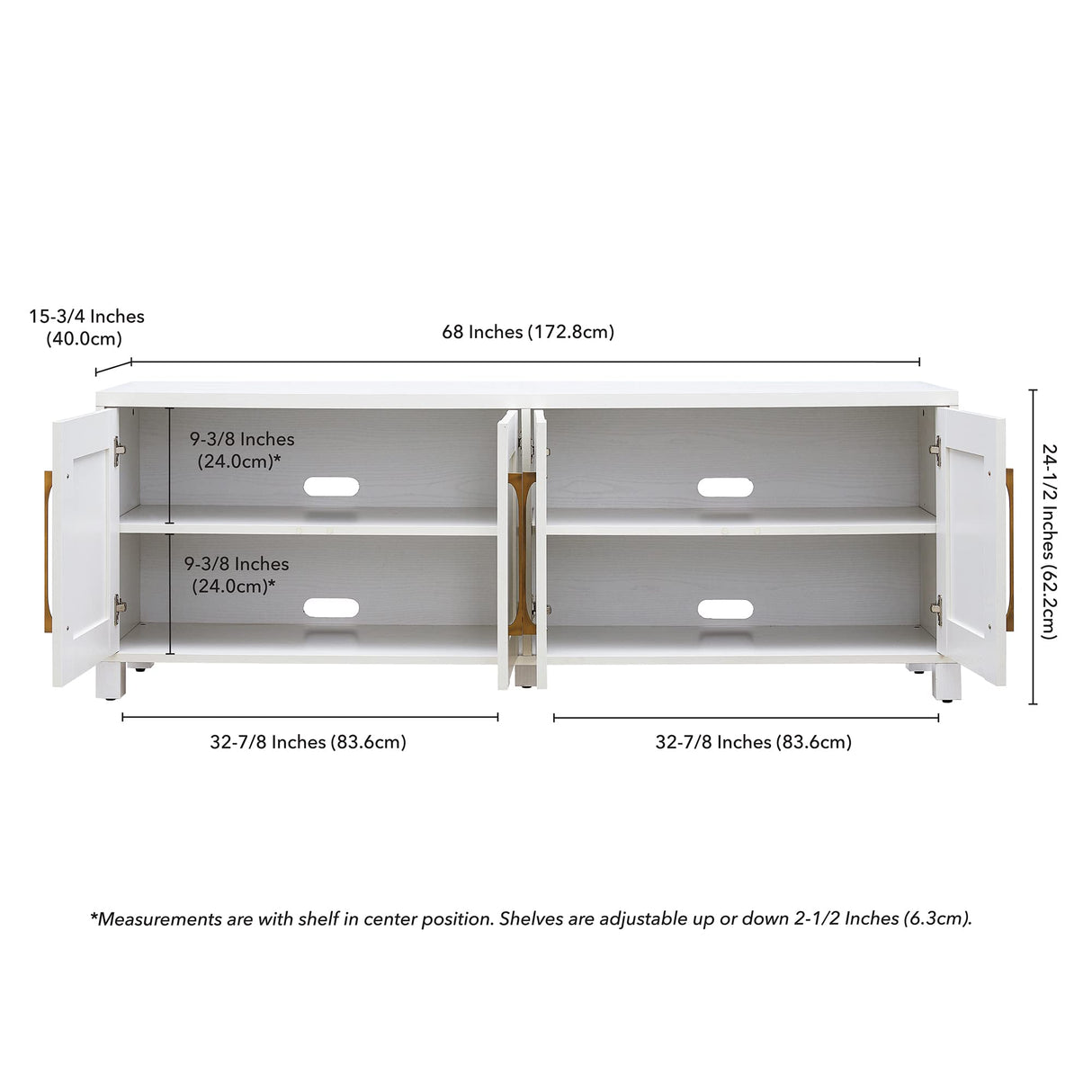 Henn&Hart Rectangular TV Stand for TV's up to 80" in White, TV Stands for the Living Room Henn&Hart