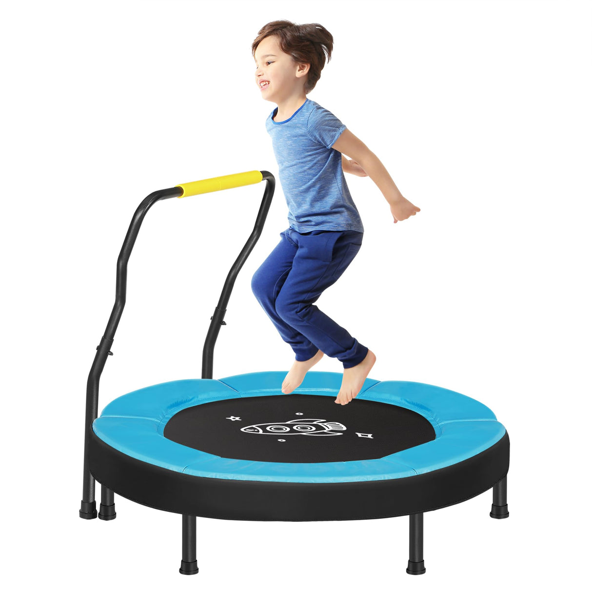 SONGMICS Trampoline for Kids, 3ft Mini Trampoline with Handlebar, Toddler Trampoline for Indoor and Outdoor, Max. Load 220 lb, Blue USTR036Q01 SONGMICS