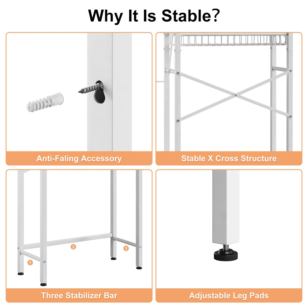 Kalrin Over-The-Toilet Storage Rack, 4-Tier Bathroom Organizer Shelf Over Toilet with Adjustable Shelf and Basket, Freestanding Space Saver Bathroom Shelves Above Toilet for Room (Pure White) Kalrin