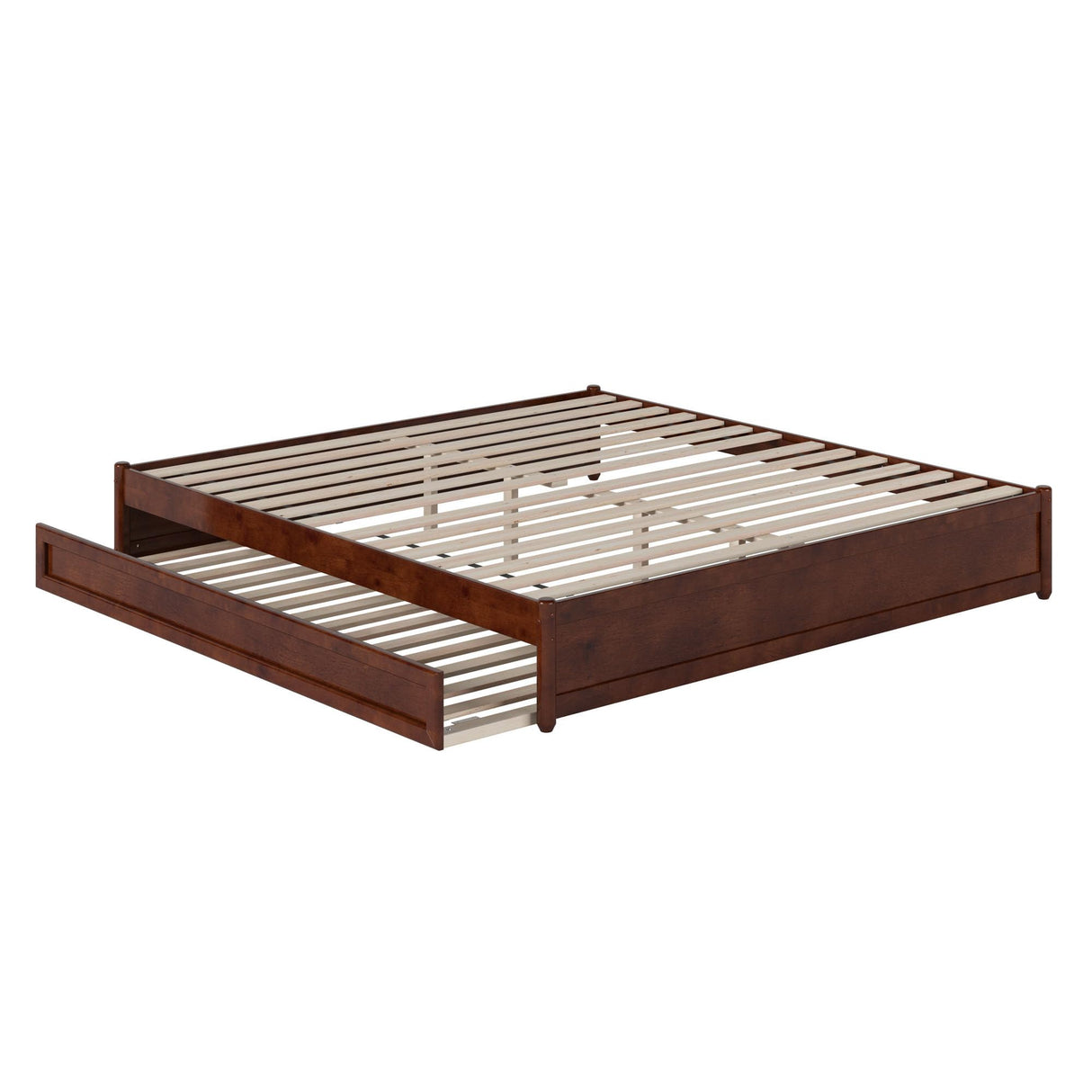 AFI, Barcelona King Panel Platform Bed with Twin XL Trundle, Walnut AFI