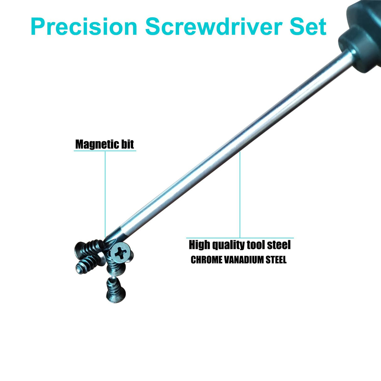 Tcwous Magnetic Screwdriver Set, 6-Piece Screw Driver Kit with 3 Phillips and 3 Flat, Professional Non-Slip Cushion Grip Nut Driver Repair Tool Set. Stocking Stuffers for Men Gifts Tcwous