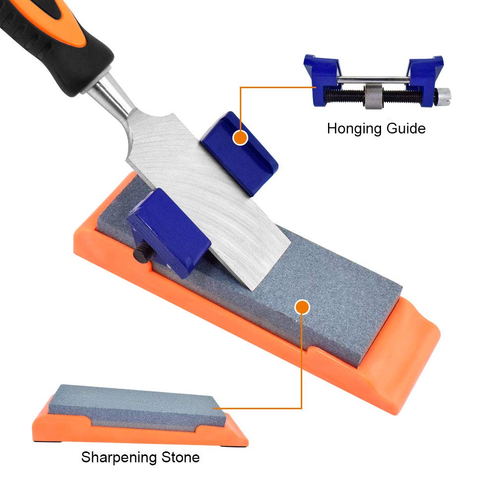 SOLUDE 11Pcs Wood Carving Chisel Set,Heated Treated Cr-V Woodworking Chisels Tool Kit with Sharpening Stone,Honing Guide,Carpenter Pencils SOLUDE