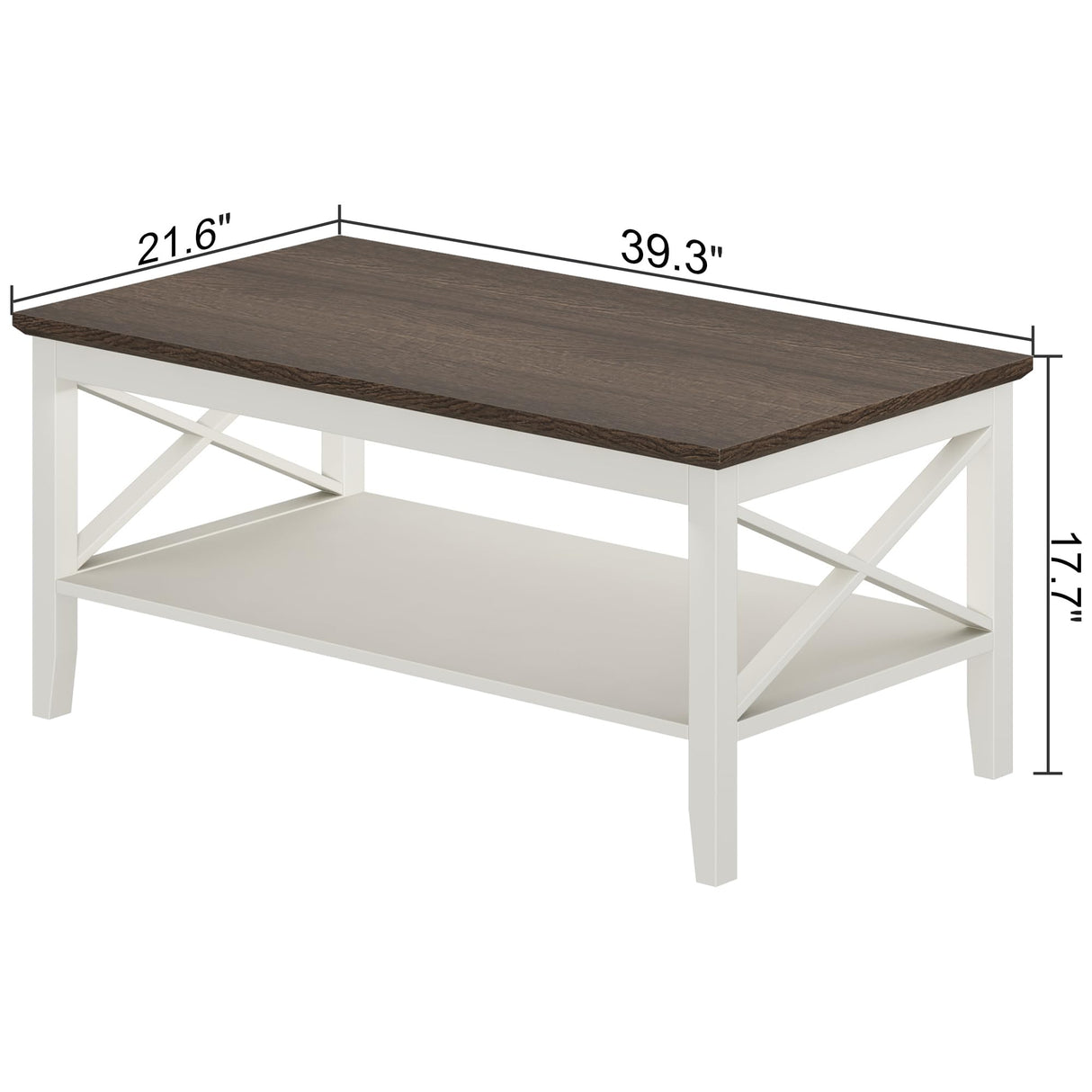 ChooChoo Farmhouse Coffee Table, Wooden Coffee Table with Thicker Legs, White Coffee Table with Storage for Living Room ChooChoo