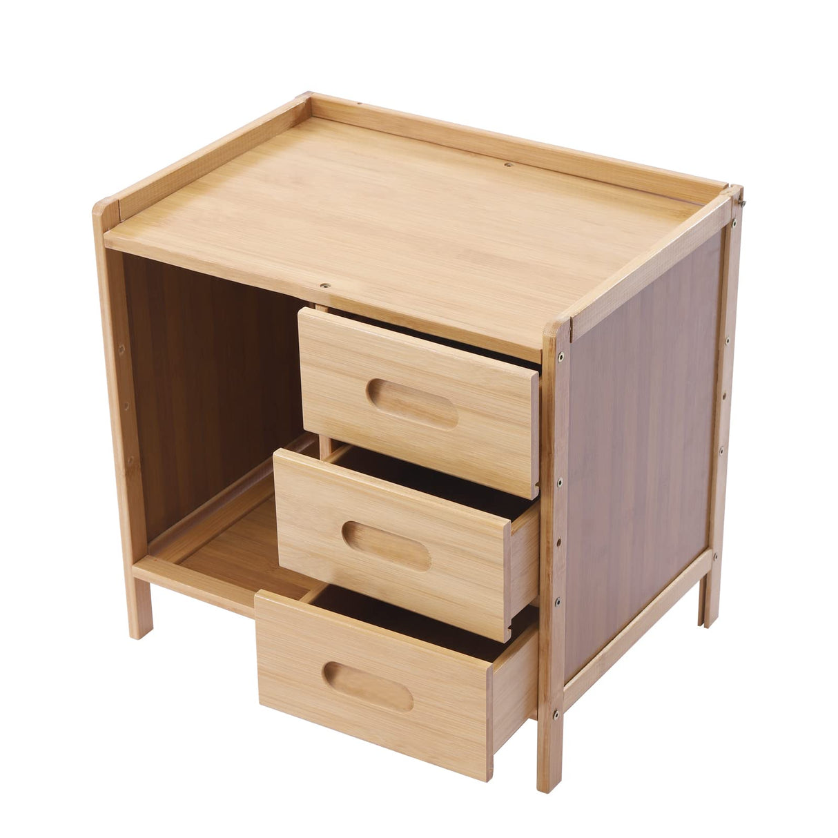 Bamboo Nightstand, Modern Side Table with Drawers and Open Shelf, Bamboo Legs for Bedrooms, Dorm Rooms, and Tight Spaces (Primary) LUNUMAOS