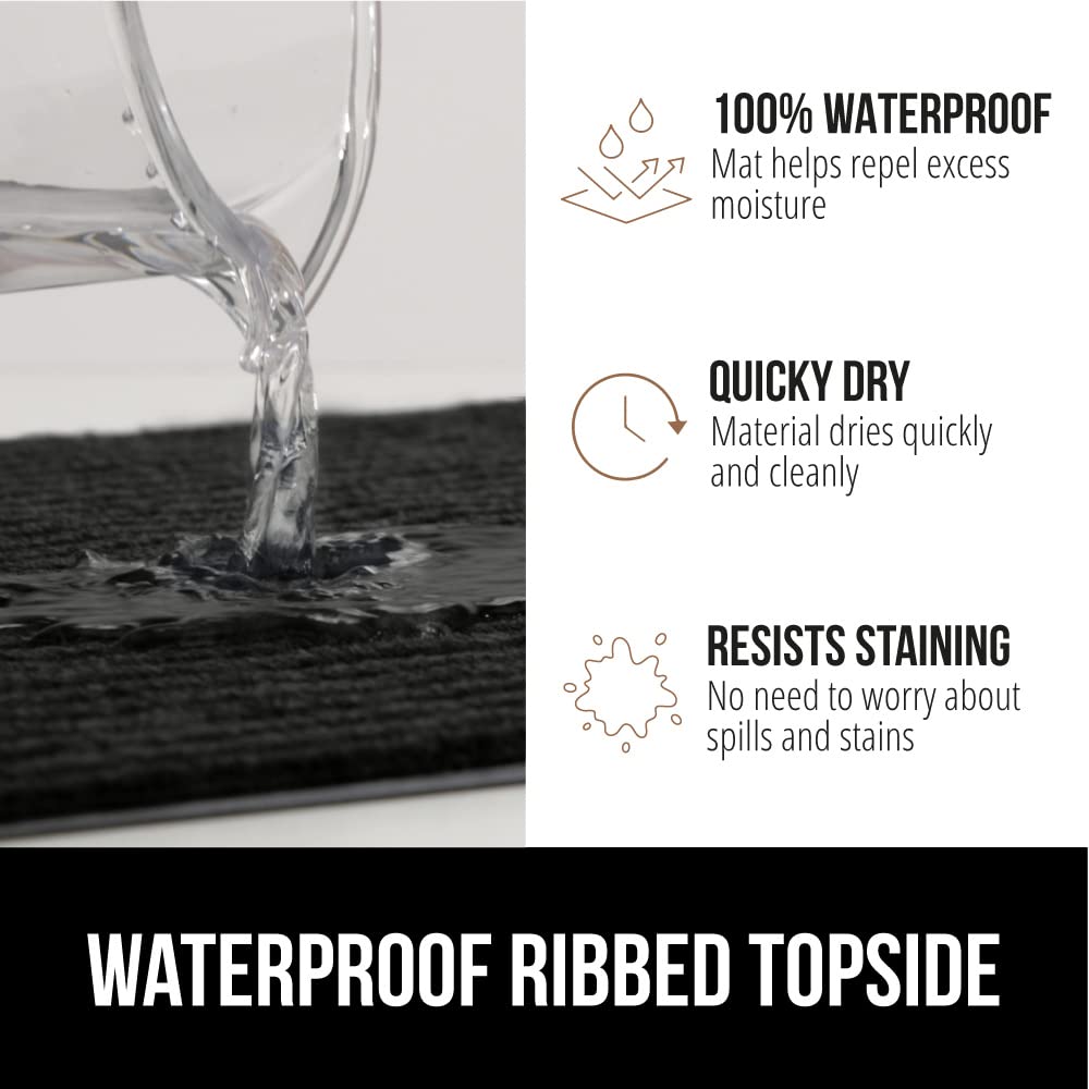 Gorilla Grip Waterproof Heavy Duty Traffic Guard Doormat, Stain and Fade Resistant, Durable Rubber, Low Profile Door Mat, Shoe Scraper, Welcome Mats for Entry, 29x17, Jet Black Gorilla Grip