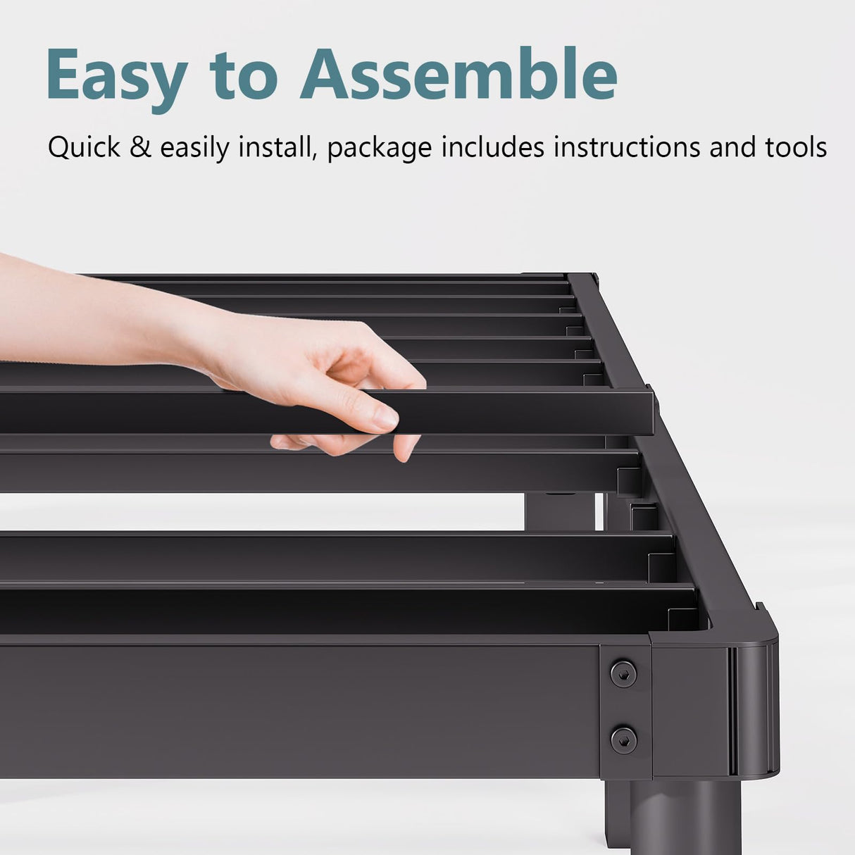 Viisari King Bed Frame 14 Inch Metal Bed Frame King Heavy Duty Platform No Box Spring Needed Easy Assembly Noise Free Black 4005-14B Viisari