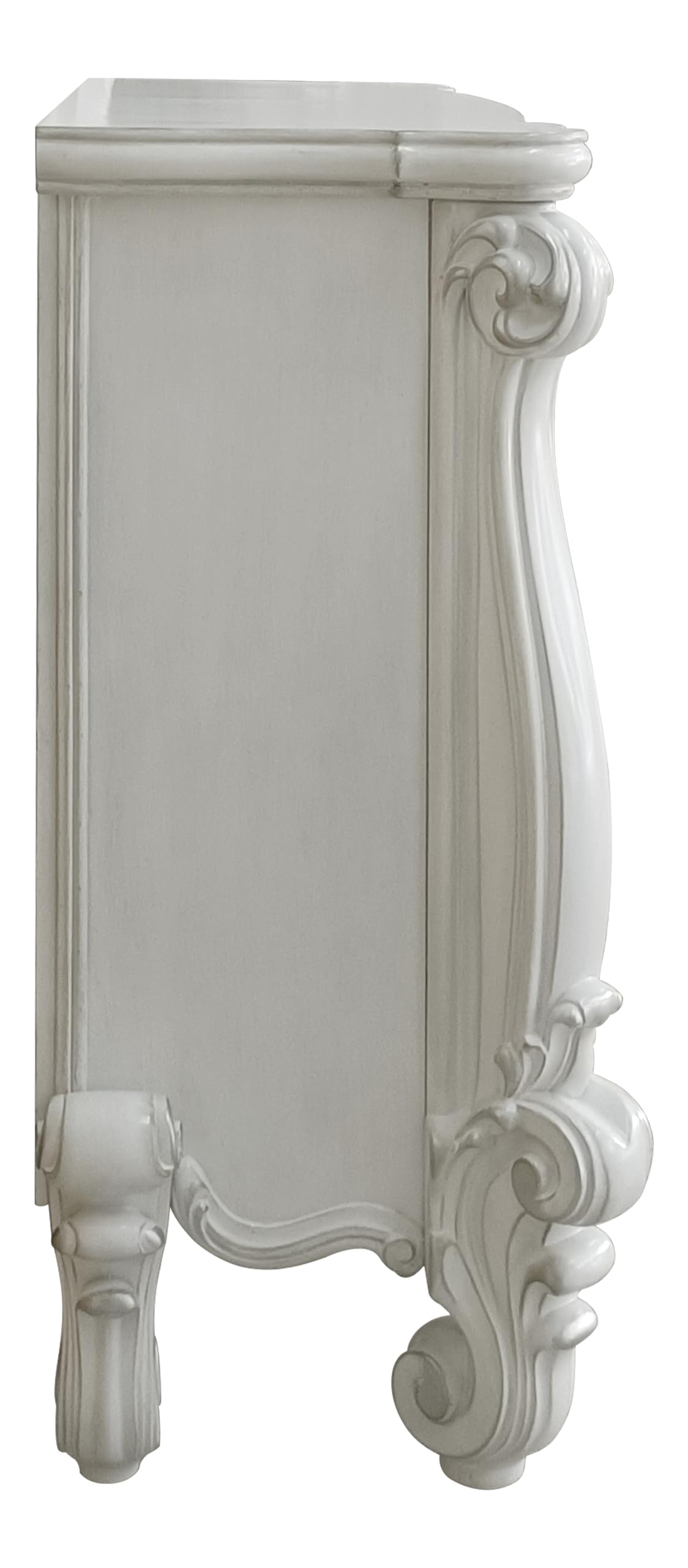 Acme Versailles Rectangular Carving Wooden Frame Fireplace in Bone White ACME Furniture