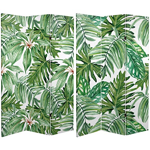Red Lantern 6 ft. Tall Double Sided Palm Leaves Canvas Room Divider Red Lantern