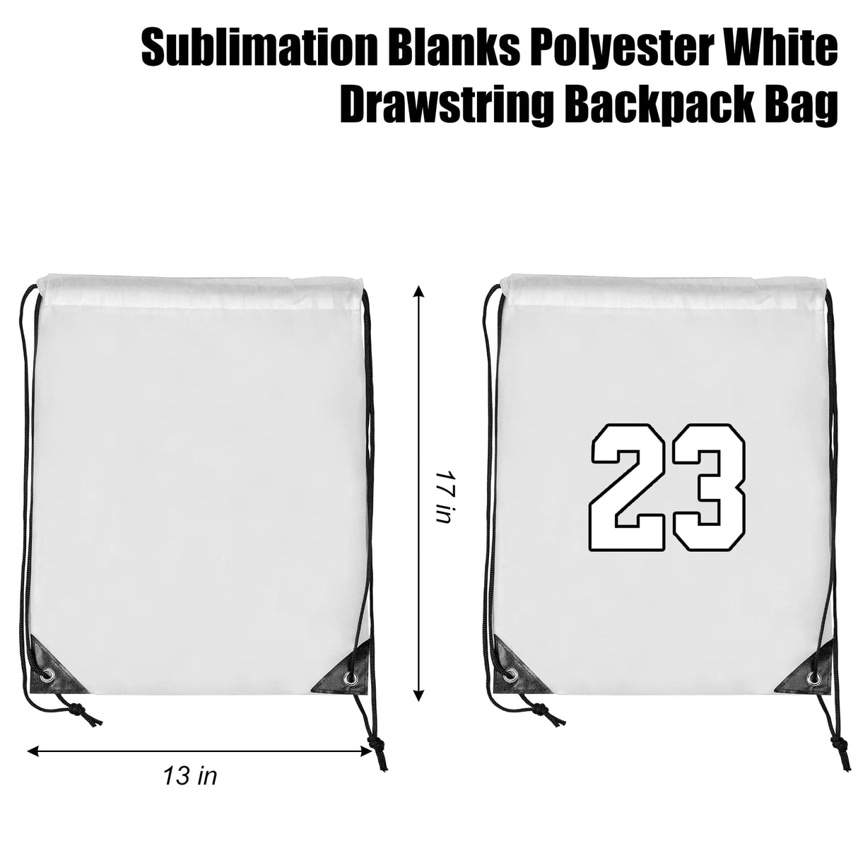 MR.R 13x17 inch 6 Pieces Sublimation Blanks Reusable Polyester Drawstring Backpack Bags, Storage Bags with Drawstrings for Heat Transfer Printing,White Color MR.R