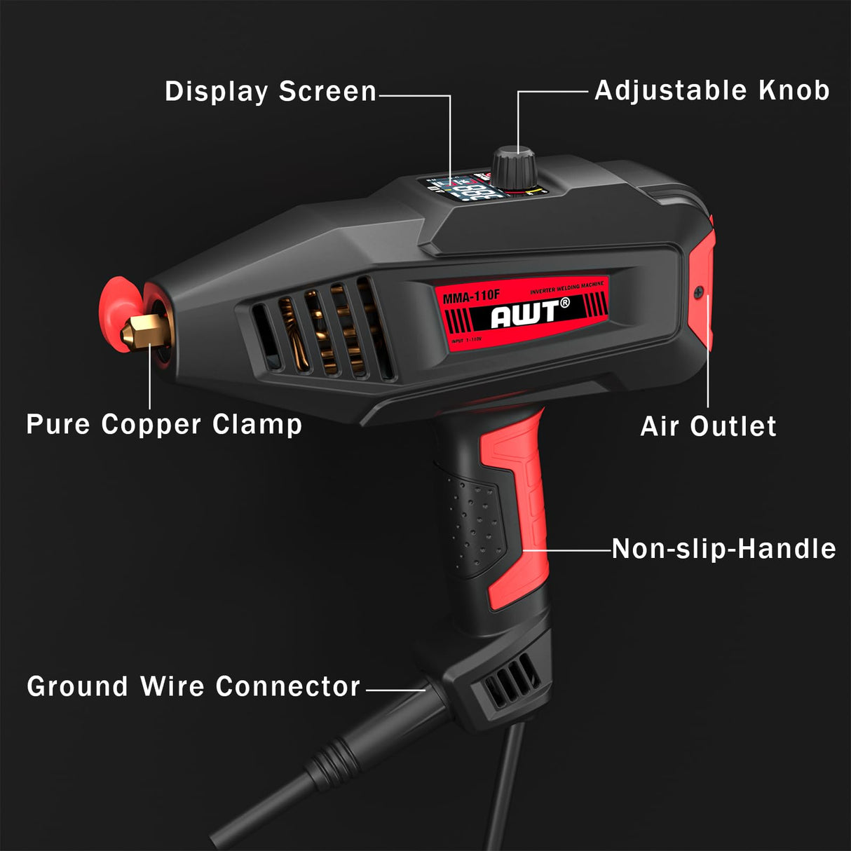 AWT Welding Machine Handheld,110V 90Amp ARC Welder Hand Held Welder Machine,Digital Display IGBT Inverter Welder Portable MMA Welder Machine,Welding Tool Set and Toolbox,Ideal for Home DIY AWT