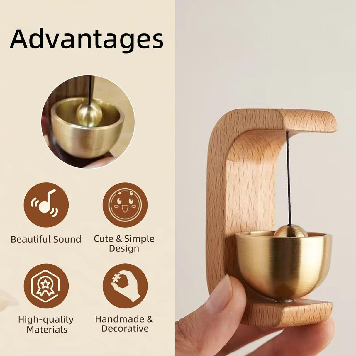 Shopkeepers Bell for Door Opening, Magnetic Shopkeepers Bell Wood Doorbell Wind Chime for Refrigerator, Room, Porch, Garden, Backyard, Restaurant,Home Garden Windchime Housewarming Gift EDINGM