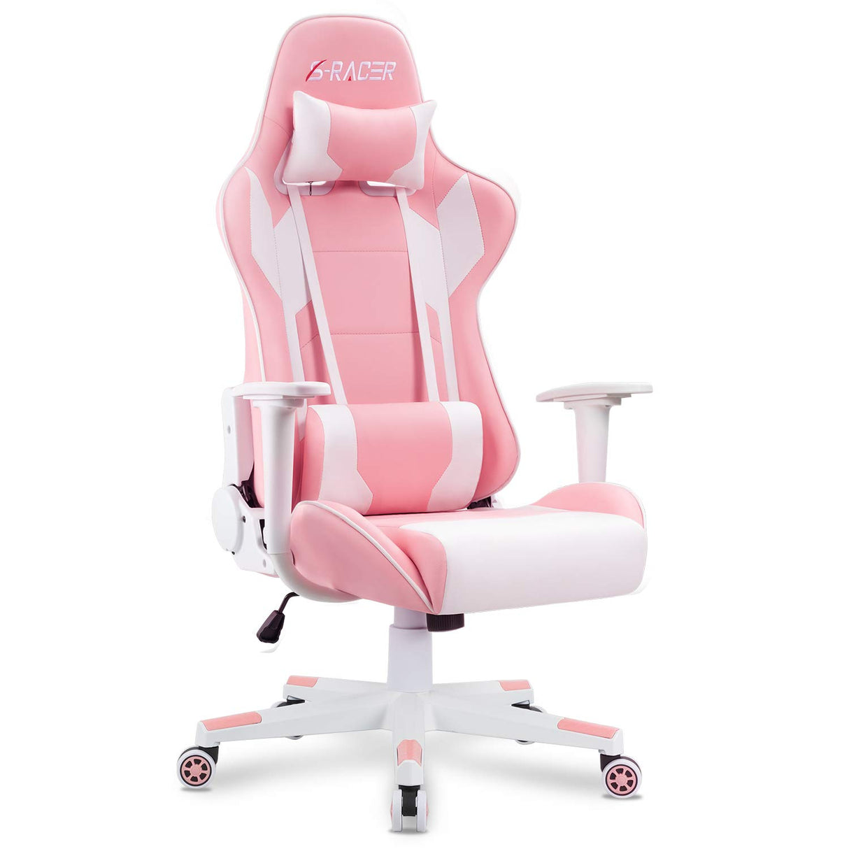Homall Gaming Chair, Office Chair High Back Computer Chair Leather Desk Chair Racing Executive Ergonomic Adjustable Swivel Task Chair with Headrest and Lumbar Support (Pink) Homall