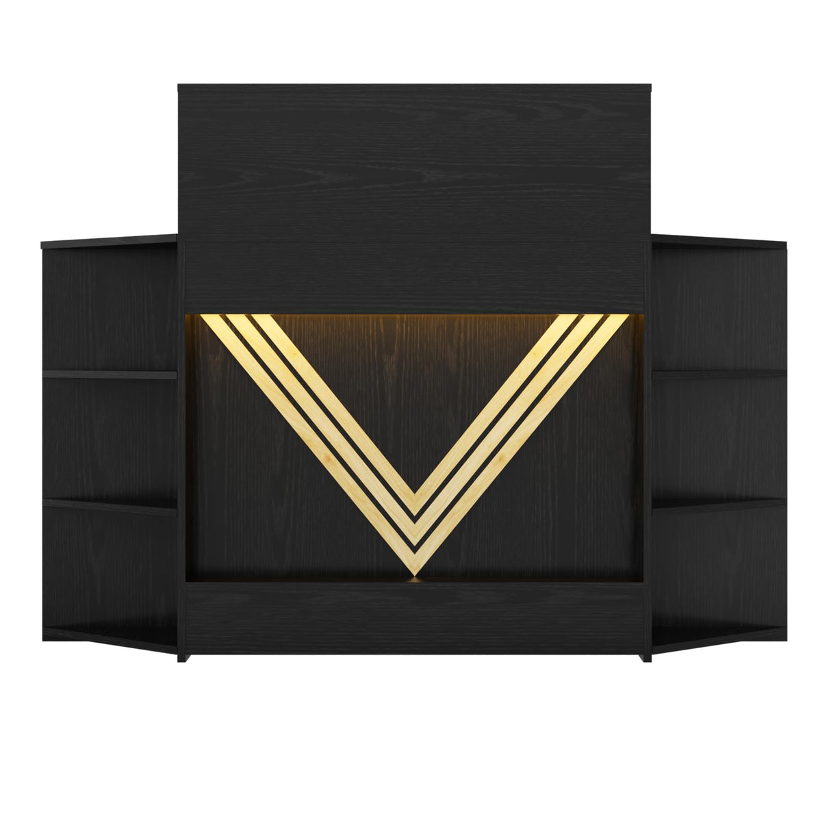 VOWNER 39.3" H Modern Reception Desk with LED Lighting, Office Counter with Display Cabinet, Secretary Desk with Power Outlets – Front Desk for Salon, Lobby – White (55.1" W x 21.2" D x 39.3" H) VOWNER