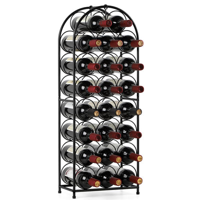 HEOMU 23 Bottles Wine Rack Freestanding Floor, 8 Tier Wine Bottle Holder Metal Floor Wine Rack, Wine Storage Organizer Display Rack for Kitchen Pantry Dining Room Living Room Bar, Black