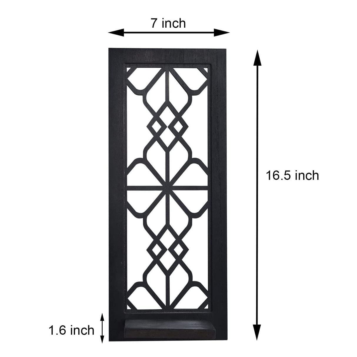 Wood Wall Sconce Candle Holder Set 2, Rustic, Wall-Mount, Farmhouse Hanging Wall Décor, Carved Wood Frame, Mirrored Candle Holder (Black) ZEXUIRU
