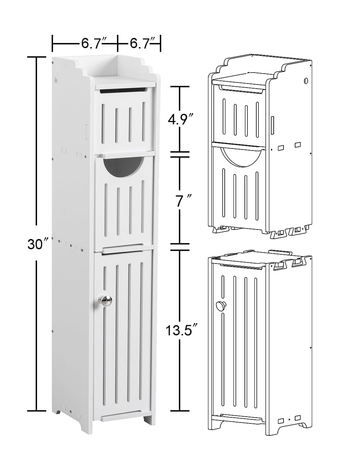 AOJEZOR Bathroom Storage Cabinet: Small Bathroom Storage Cabinet - Toilet Paper Cabinet Fit for Mega Roll,White AOJEZOR