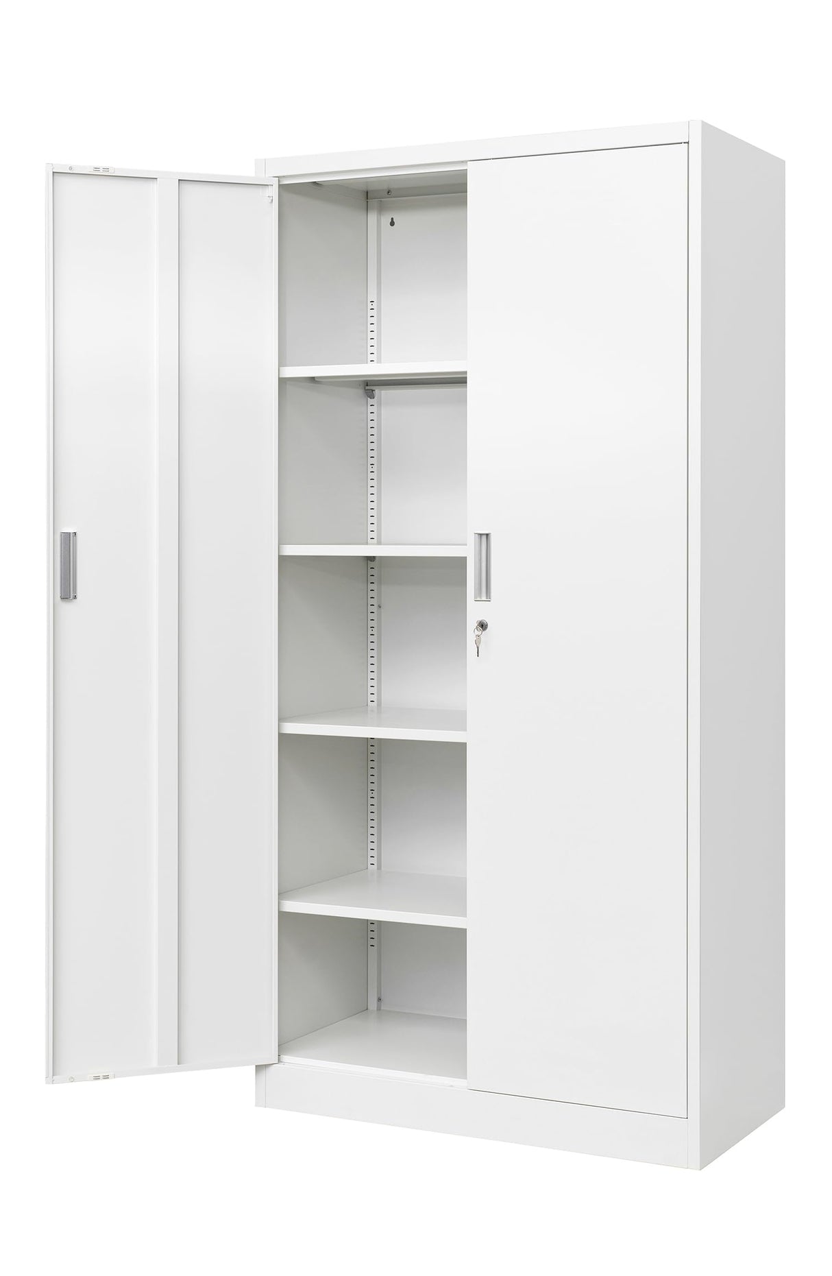Metal Storage Cabinet, 72" H x 36" W x 18" D Locking Cabinet with Adjustable Shelves, Steel Storage Cabinets for Garage, Home, Office, Pantry (White) Wanfu