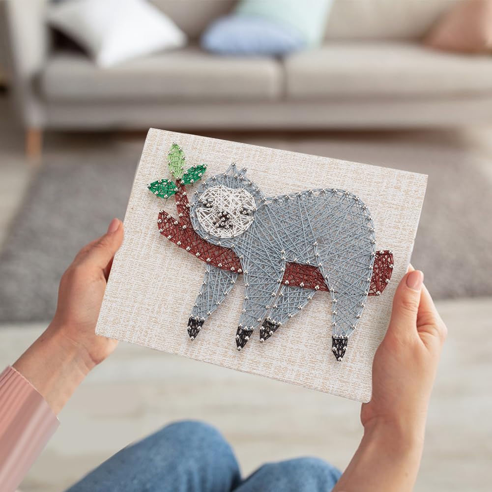WEBEEDY DIY String Art Kit for Adults Beginners, Cute Sloth Animal Nail String Craft Kit, Include All Necessary Accessories and Frame for Christmas Mother's Day Valentine's Day Home Wall Decor Gift WEBEEDY