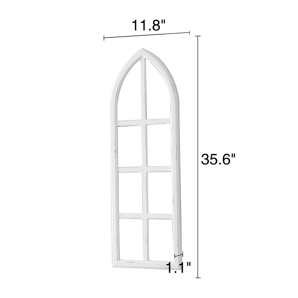 Sintosin Hanging White Wood Arched Window Frame Set of 2, Handmade Distressed Finish Rustic Window Frame Wall Decor, Farmhouse Faux Window Frame Living Room Dining Room Enteyway Hallway Bedroom Sintosin