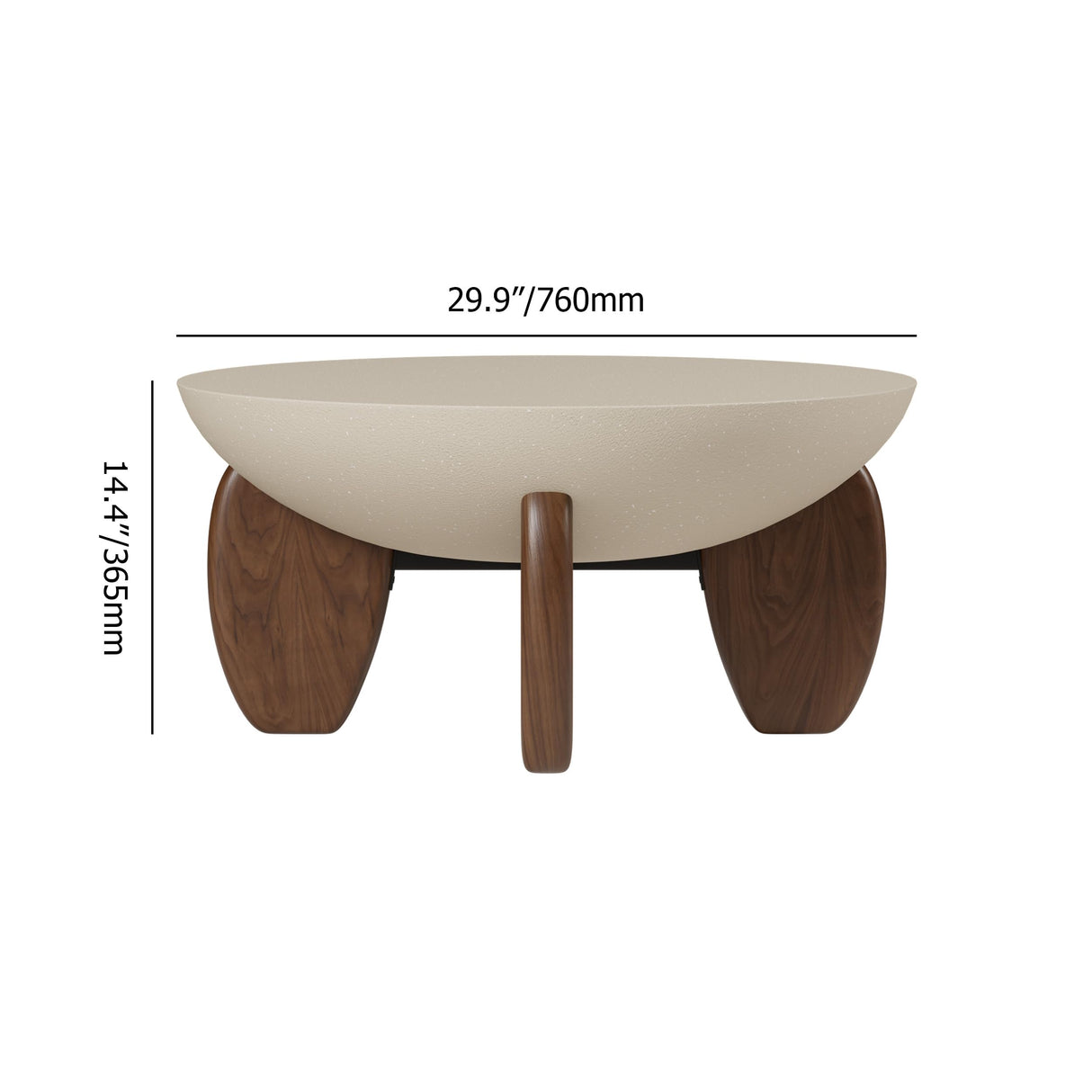 homary Round Concrete Coffee Table with Premium Walnut Ash Wood Legs, Modern Minimalist Cement Finish Center Table for Living Room homary